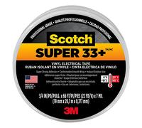 Scotch(R) Super 33+(TM) Vinyl Electrical Tape, 3/4 in x 66 ft (19 mm x 20,1 m), 100 per case