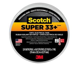 Scotch(R) Super 33+(TM) Vinyl Electrical Tape, 3/4 in x 66 ft (19 mm x 20,1 m), 100 per case
