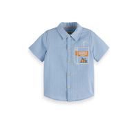 Scotch & Soda 2pc Big Boys Ss Yarn Dye Seersucker Shirt & Short Set Blue/g Talla: S | Outlet | kids | Azul
