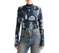 Scotch & Soda All Over Printed Slim-fit LS T-Shirt, Camiseta, Mujer, Black Mountain, L