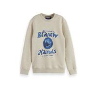 Scotch & Soda Boy Denim Washed Artwork Sweatshirt Ecru Melange Talla: 8 | Ropa Deportiva Outlet | Unisex | Azul