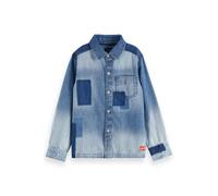 Scotch & Soda Boy Denim Washed Patchwork Overshirt Art From The Heart Talla: 4 | Camisas Outlet | Unisex | Azul