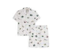 Scotch & Soda Boys 2pc Printed Woven Button Up Shirt & Short Set White Tra Talla: 3T | Camisas Outlet | Unisex | Blanco