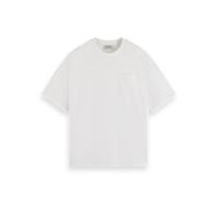 Scotch & Soda Camiseta Hombre 3 Cruces Bolsillo Ajuste Holgado Manga Corta Cuello Redondo Blanco L