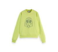 Scotch & Soda Chest Artwork Fitted Sweatshirt, Sudadera, Mujer, Tennis Ball Yellow, XL