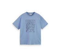 Scotch & Soda Chest Logo T-Shirt, Camiseta Hombre, Faded Denim, M