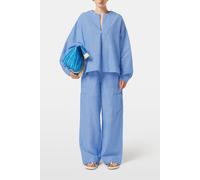 Scotch & Soda Cotton Linen Bib Shirt Blue And White Pin Stripe Talla: 40 | Blusas Outlet | Mujer | Blanco