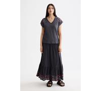 Scotch & Soda Embroidered V-neck T-shirt Charcoal Art Talla: XS | Camisetas de Seda Outlet | Mujer | Negro