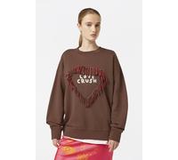 Scotch & Soda Fringed Heart Oversized Fit Sweatshirt Cold Brew Talla: M | Sudaderas con Capucha Outlet | Mujer