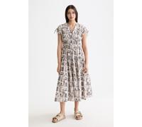 Scotch & Soda Gathered Midi Dress With Tied Details Art Dept Collage Grey Talla: 40 | Vestidos Midi Outlet | Mujer | Gris