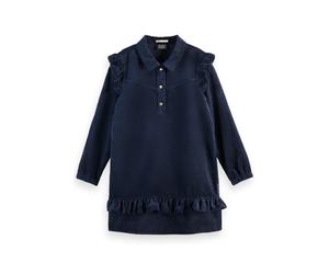 Scotch & Soda Girl Corduroy Dress With Ruffle Details Sky Captain Talla: 14 | Vestidos Outlet | Unisex | Blanco