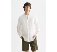 Scotch & Soda Linen Shirt Ls Stand Up Collar Off White Talla: M | Camisas de Trabajo Outlet | Hombre | Blanco