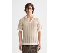 Scotch & Soda Open Structured Knitted V-neck Polo Eggnog Talla: L | Jerséis Outlet | Hombre