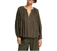 Scotch & Soda Printed Balloon Sleeve Embroidered Top Leopard Spot Green Talla: 40 | Blusas Outlet | Mujer | Verde