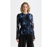 Scotch & Soda Printed Tied Front Woven Top Cosmic Sky Spaced Carbon Talla: 40 | Manga Larga Outlet | Mujer