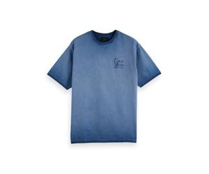 Scotch & Soda Relaxed-fit Inside out Cold Dye T-Shirt Camiseta, Atlantic Blue, M Hombres