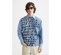 Scotch & Soda Relaxed-fit Letters Poplin Shirt Faded Denim Talla: XXL | Camisas Casuales Outlet | Hombre | Azul