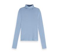 Scotch & Soda Roll up Neck LS T-Shirt, Camiseta Mujer, Faded Denim, M