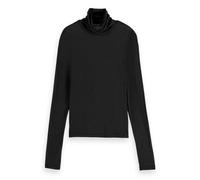 Scotch & Soda Roll up Neck LS T-Shirt, Camiseta Mujer, Negro, XL