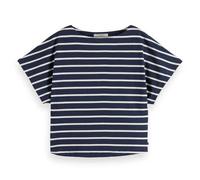 Scotch & Soda Slash Neck Jersey Top, Midnight Blue/Soft Ice, M Mujeres