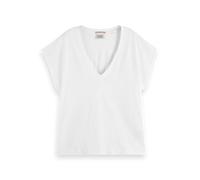 Scotch & Soda Slub V-Neck T-Shirt, Camiseta Mujer, White, XL