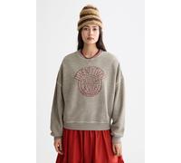 Scotch & Soda Washed Oversized Fit Sweatshirt With Graphic Grey Melange Talla: S | Manga Larga Outlet | Mujer | Gris