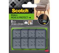 ScotchBlue Move & Protect Patines deslizantes SP62A08, Adhesivo, Gris, x 24 mm, Paquete de 8-100 kg