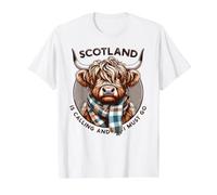 Scotland Travel Scotland Llama y Debo IR Highland Cow Camiseta gráfica económica, Hombre, Blanco, S