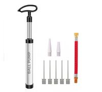 Scott 11 Bomba de Bola con 5 Agujas, 2 boquillas cónicas de plástico y 1 Manguera de extensión de Goma Flexible, Adecuada para fútbol, Baloncesto, Voleibol, Pelotas de Rugby y más (Plateado)