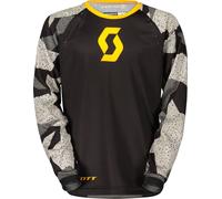 Scott 350 Camo Evo Maillot de motocross para niños, negro/amarillo, Talla XS