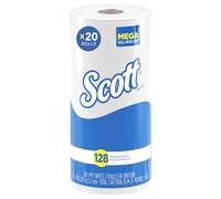 Scott 41482) Toallas de papel de cocina con bolsillos de absorción de secado rápido, rollos de papel estándar perforados, 128 hojas/rollo, 20 rollos/estuche