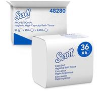 Scott 48280 Control higiénico de baño de 2 capas, 250 por paquete (caja de 36 paquetes)