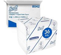Scott Control 08042100 8042 Papel Higiénico Plegado de 2 Capas, 36 Paquetes de 250 Hojas, Para Dispensadores Aquarius Compatibles, Maxi Pack, Blanco