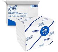 Scott Control Papel Higiénico 8508, Plegado, 2 Capas, Suave y Absorbente, 36 Paquetes x 250 Hojas de Papel Blancas (9.000 total)