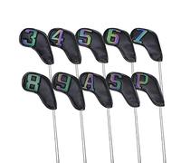 Scott Edward 10 Piezas de Cuero Hierro Cabeza de Golf Cubiertas Fuerte Cierre magnético Cuello Largo Proteger el Club claramente número Etiqueta