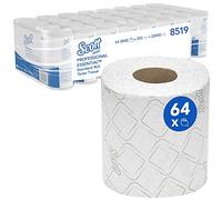 Scott Essential, 8519, Papel higiénico en rollo estándar, 2 capas, blanco, 64 rollos x 350 hojas