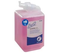 Scott Essential Jabón de Manos 6340, Jabón Espuma, rosa, 6 x 1L | Gel de manos en espuma, perfumado, hasta 1000 dosis por litro, para dispensadores Aquarius y Kimberly-Clark, 6 L