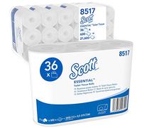 Scott Essential Papel Higiénico de 2 Capas 8517, 36 Rollos Pequeños de 600 Hojas, Higiene y Rendimiento, Maxi Pack, Blanco, 08517100