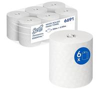 Scott Essential secamanos en rollo 6691, Rollos de papel secamanos blanco, Con tecnología Airflex, 6 rollos de 350 m (2100 m en total)