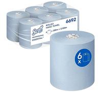 Scott Essential secamanos en rollo 6692 - Papel secamanos azul - 6 unidades de papel secamanos azul x 350 m (2100 m en total)