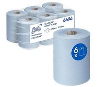Scott Essential Slimroll Secamanos en rollo 6696, Papel secamanos azul, Papel con Etiqueta europea, 6 Rollos de Papel Secamanos x 190 m (1140 m en total)