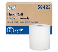 Scott® Essential - Toallas de papel 100% recicladas, a granel (58423), de herida dura, absorbency Pockets™, color blanco, se adapta a dispensadores Scott Essential Purple Core (6 rollos a 700 pies