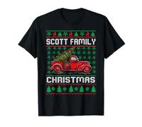 Scott Family Christmas Red Truck Personalised Funny Xmas Camiseta