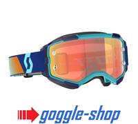 SCOTT Fury Gafas Protección Motocross MX Azul/Naranja Lente Espejo Chrome