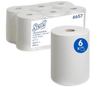 Scott Slimroll Toallas de Mano en Rollo 6657, 1 Capa, Secamanos Absorbentes, 6 Rollos x 165 metros de Papel (990 m total)