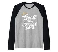 Scott The Birthday King - Camisa de feliz cumpleaños para hombres, niños y adolescentes Camiseta Manga Raglan