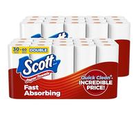Scott Toallas de papel, elige una hoja, 30 rollos dobles = 60 rollos regulares (108 hojas por rollo)