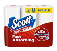 Scott Toallas de papel, elige una hoja, 6 rollos dobles = 12 rollos regulares (100 hojas por rollo)