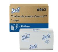 Scott Toallas Desechables 6663, 1 capa, Toallas Papel Secamanos, 15x212 | Papel secamanos, blanco, plegado en M, para dispensadores secamanos Aquarius, Certificación FSC, 31.8x21.5cm, 3.180 Unidades