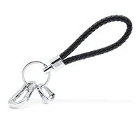 Scott & Webber® - Llavero de piel trenzada con llavero de acero inoxidable, mosquetón y cierre de rosca, ideal para llaves de coche, para hombres y mujeres, Negro , 13 cm